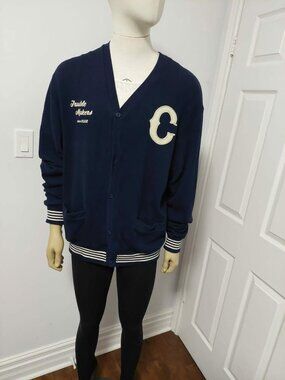 Crooks & Castles NO.10 Varsity Cardigan - Navy Blue Troublemakers Edition EUC